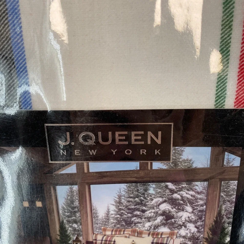 J. Queen New York Duvet Set KING Christopher Plaid Red Cream 100% Cotton Lodge